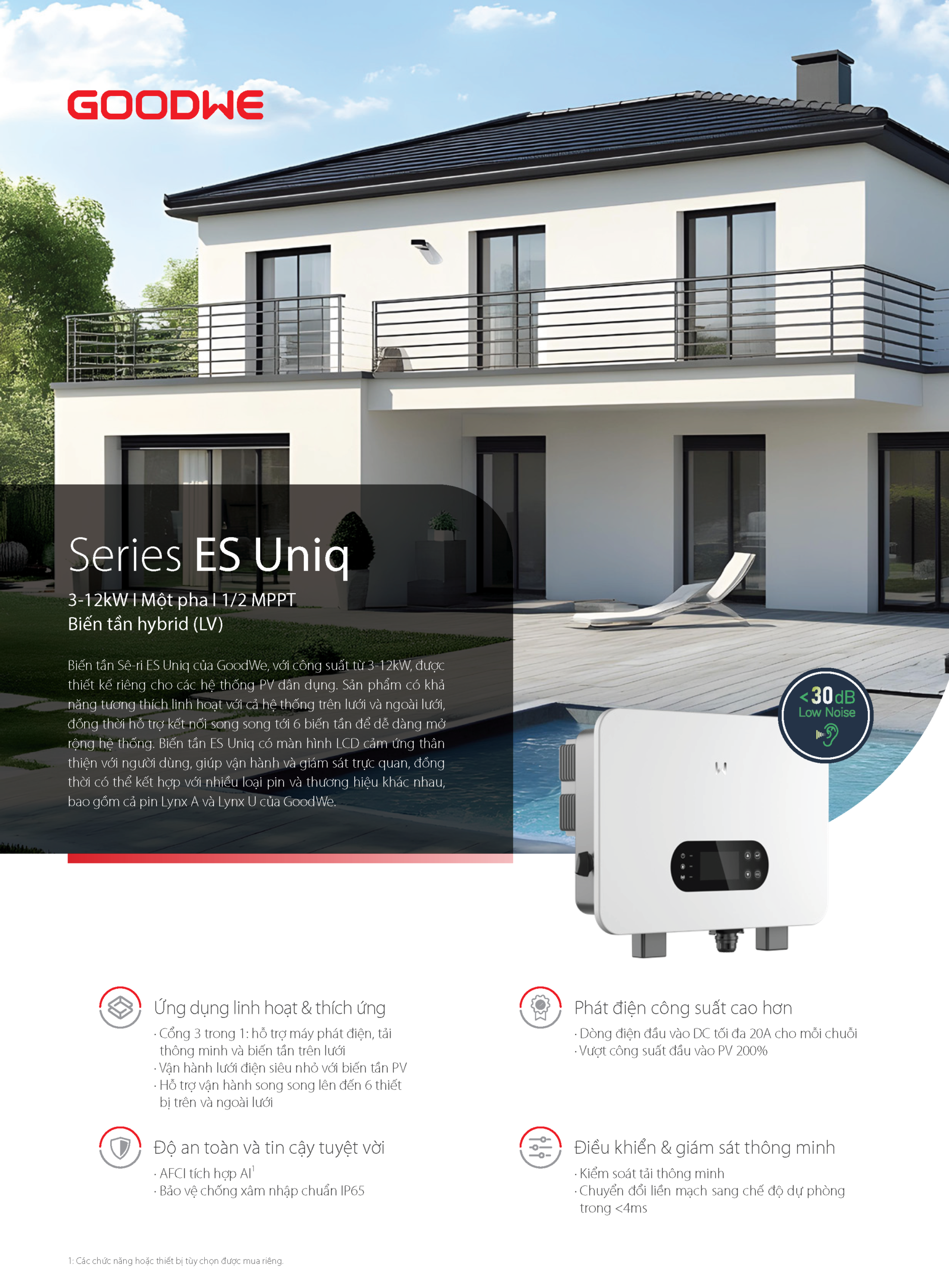 Bảng thông số kỹ thuật (Datasheet) biến tần Hybrid GoodWe Series ES Uniq (3-12kW) Bảng thông số kỹ thuật (Datasheet) biến tần Hybrid GoodWe Series ES Uniq (3-12kW)