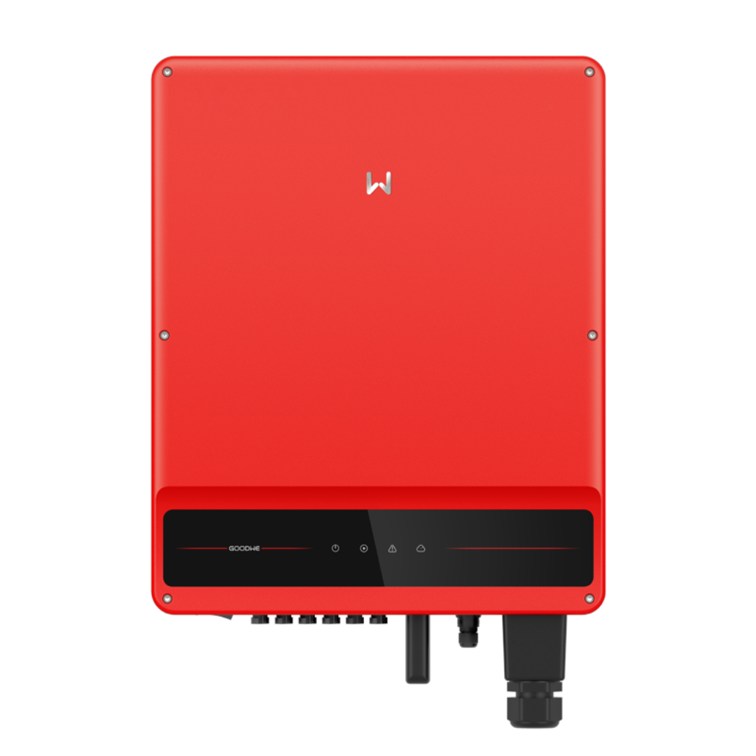 Biến tần hòa lưới GoodWe GW60KS-MT 60kW 3 pha SMT Series Hình ảnh biến tần GoodWe 60kW 3 pha dòng SMT màu đỏ.