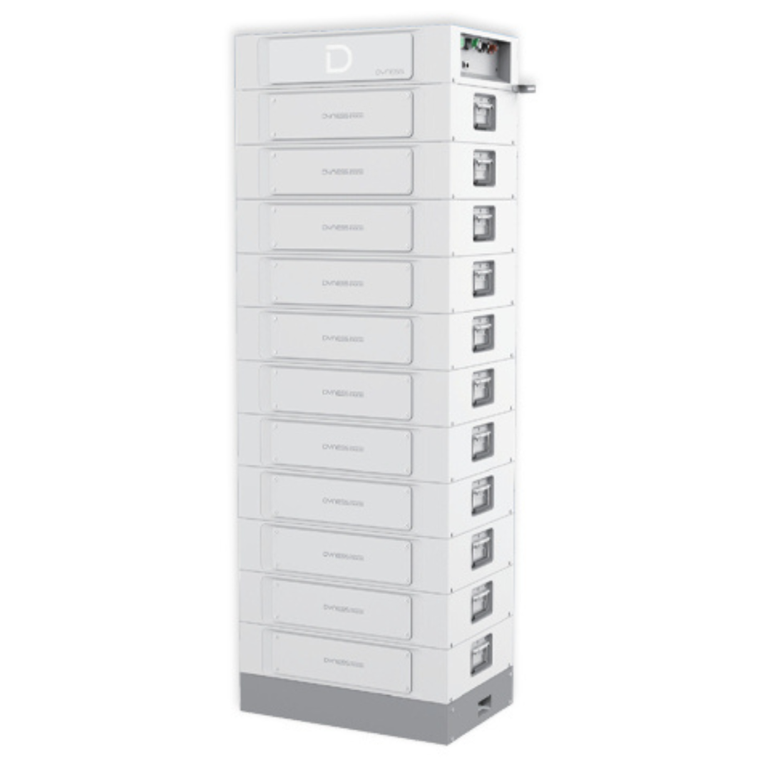 Pin lưu trữ áp cao Dyness STACK100 Module 5.12kWh – Dòng xả 1C, Tuổi thọ 8000 chu kỳ Hệ thống Pin lưu trữ áp cao Dyness STACK100 dung lượng tối đa 76.8kWh.