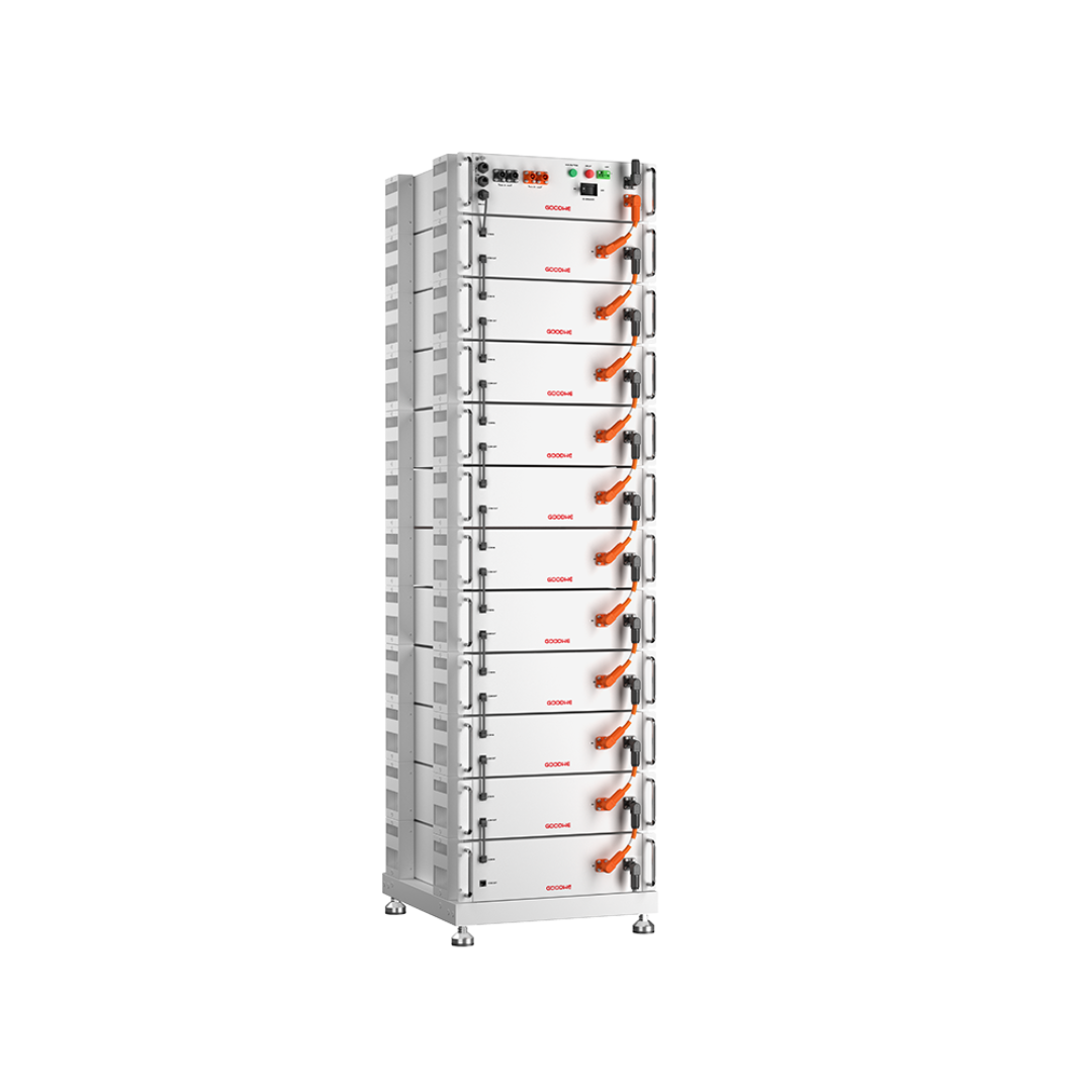 Tổng thể Pin lithium áp cao GoodWe BAT GW51.2-BAT G10 Hệ thống Pin lithium áp cao GoodWe BAT GW51.2-BAT G10 dung lượng 51.2kWh cho nhà máy.